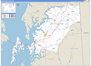 Queen Anne's County Wall Map Basic Style